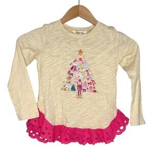 Matilda Jane Top Girls Nutcracker Christmas Tree Ruffle Top Cream Pink Size 7
